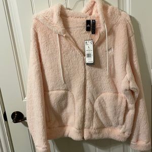 Fluffy pink adidas jacket! Super soft! NWT